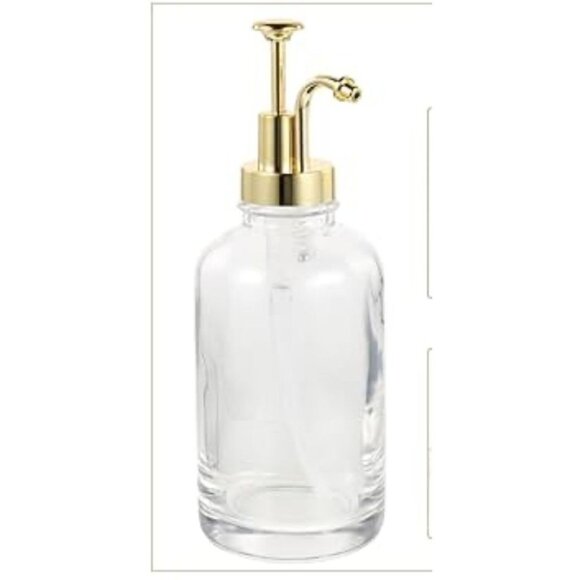Glass Pump Dispenser With Gold Lid For Soap & Lotion - Picture 3 of 4
